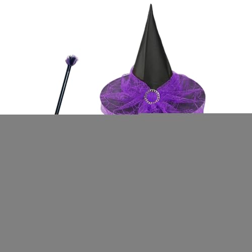 Halloween-Hexenkostüm, Kinder-Hexenkostüm-Zubehör-Set mit Besen und Rock, verstellbares Halloween-Cosplay-Outfit-Set für Kleid, Party, Karneval, Maskerade, Themen-Fotoshootings von Generisch