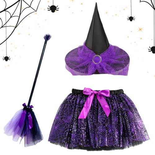 Halloween Hexenkostüm Zubehör | Hexenkostüm Set Mit Besen Und Rock Für Verkleidung,Verstellbares Halloween Kostümzubehör Für Kinder Und Jugendliche Halloween Hexenkostüm Zubehör | Hexenkostüm Set Mit Besen Und Rock Für Verkleidung,Verstellbares Halloween Kostümzubehör Für Kinder Und Jugendliche von Generisch