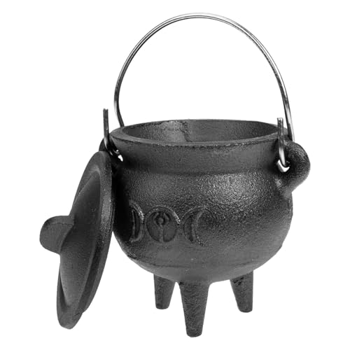 Halloween Hexentopf - Zauberer Hexenkessel mit Deckel und Griff,Zauberer-Hexenkessel-Dekorations-Requisite, Halloween-Süßigkeitsschale für Halloween-Dekorationen oder Räucherstäbchenverbrennung von Generisch