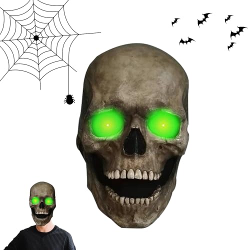 Halloween Horror Maske, Realistische Ghostface Maske, Gruselige Masken mit Beweglichem Kiefer, Cosplay Realistische Requisiten für Halloween Karneval Kostüm Party (Dunkelgrün) von Generisch
