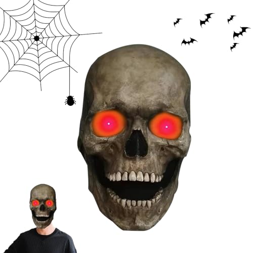 Halloween Horror Maske, Realistische Ghostface Maske, Gruselige Masken mit Beweglichem Kiefer, Cosplay Realistische Requisiten für Halloween Karneval Kostüm Party (Dunkelrot) von Generisch