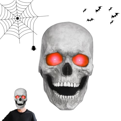 Halloween Horror Maske, Realistische Ghostface Maske, Gruselige Masken mit Beweglichem Kiefer, Cosplay Realistische Requisiten für Halloween Karneval Kostüm Party (Hellrot) von Generisch