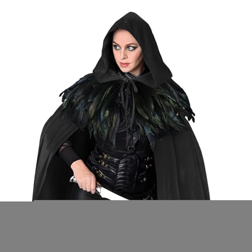 Halloween Kapuzenumhang - Halloween Cosplay Kostüm Mit Kapuze,Unisex Gewand Herren Damen Hexenkostüm für Mottopartys von Generisch