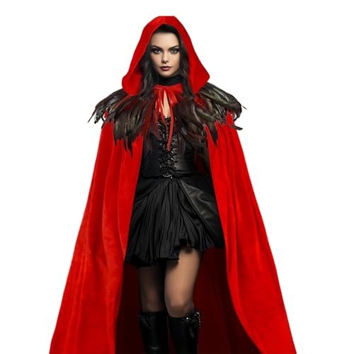 Halloween Kapuzenumhang - Halloween Samt Kostüm Mit Kapuzenumhang | Unisex Gewand Herren Damen Hexenkostüm für Mottopartys Halloween Kapuzenumhang - Halloween Samt Kostüm Mit Kapuzenumhang | Unisex Gewand Herren Damen Hexenkostüm für Mottopartys von Generisch