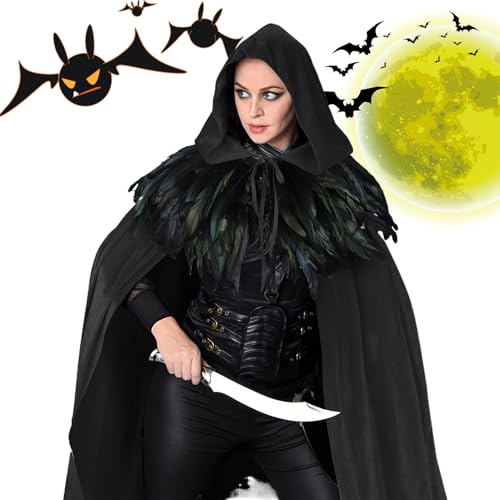 Halloween Kapuzenumhang | Halloween Samt Kostüm Mit Kapuzenumhang | Unisex Gewand Herren Damen Hexenkostüm für Mottopartys Halloween Kapuzenumhang | Halloween Samt Kostüm Mit Kapuzenumhang | Unisex Gewand Herren Damen Hexenkostüm für Mottopartys von Generisch