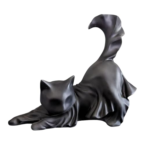 Halloween Katzenfigur Katze Ornament Heimdekoration Mini-Katzenfiguren kleine Kätzchen Andenken zur Erinnerung an Ihre Basteln Malen Erwachsene Schwarze Katzen-Tischdekoration (One Size) von Generisch