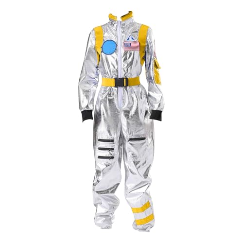 Halloween Kind Uni Weiß Astronaut Kostüm Pilot Overall mit Mamas Boy Outfit (Gelb, 6-7 Jahre) von Generisch