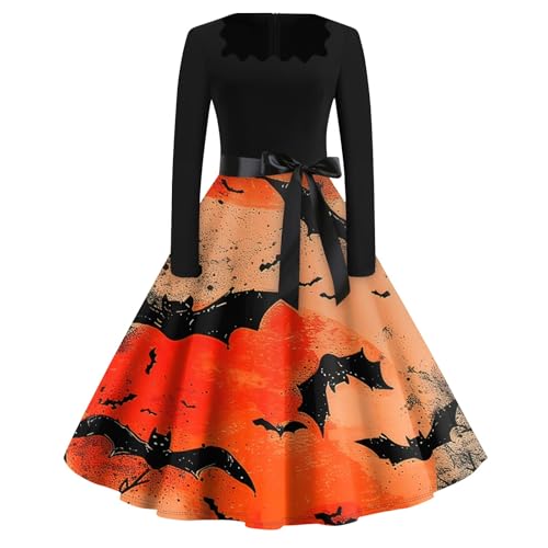 Halloween Kleid Damen Hexenkostüm Damen Große Größen Goth Oberteil Frauen Hexenkleid Cosplay Gothikkleider Dress Adult Outfit Plus Size Kleidung 2#zinnober XL von Generisch