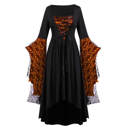 Halloween -Kleiderkostüm - Horrorkleid, Renaissance -Outfit | Schnürschädeldruckkleidung für Frauen Rollenspiele Festival Theater Spooky Party Look Friends Mutter Freundin Charakter Spiel Bühne Nacht Halloween -Kleiderkostüm - Horrorkleid, Renaissance -Outfit | Schnürschädeldruckkleidung für Frauen Rollenspiele Festival Theater Spooky Party Look Friends Mutter Freundin Charakter Spiel Bühne Nacht von Generisch