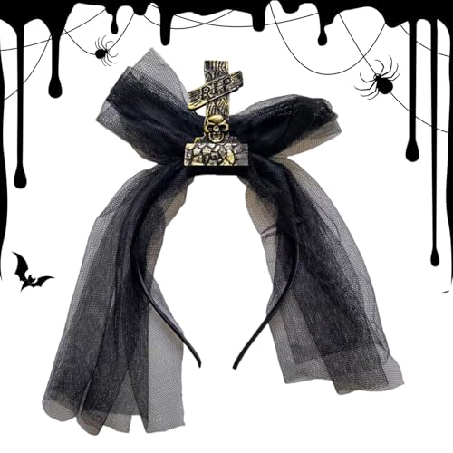 Halloween-Kopfschmuck, Vintage-Kopfschmuck mit Schleier, Horror, Halloween-Kostüm, Zubehör, Haarband für Karneval, Maskerade, Bälle, Cosplay Halloween-Kopfschmuck, Vintage-Kopfschmuck mit Schleier, Horror, Halloween-Kostüm, Zubehör, Haarband für Karneval, Maskerade, Bälle, Cosplay von Generisch
