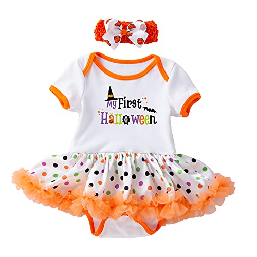Halloween Kostüm Baby Kürbis Costume Unisex Jungen Mädchen Jumpsuits Sets Für Kleinkinder Ärmellose Pumpkin Print Kostuem Festlich Party Meine Ersten Halloween 0-6 Monate von Generisch