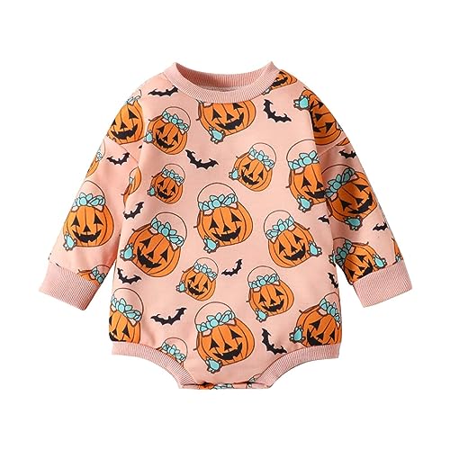 Halloween Kostüm Baby Kürbis Faschingskostuem Unisex Jungs Mädchen Strampler Für Kleinkinder Langarm Pumpkin Gedruckt Kostüm Party Festlich Meine Ersten Halloween 0-6 Monate von Generisch
