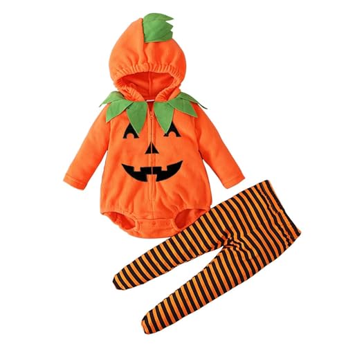 Halloween Kostüm Baby Kürbis Faschingskostuem Unisex Jungs Mädchen Strampler Für Kleinkinder Lange Ärmel Pumpkin Print Kostuem Feiertage Festlich Meine Ersten Halloween 1 Jahr von Generisch