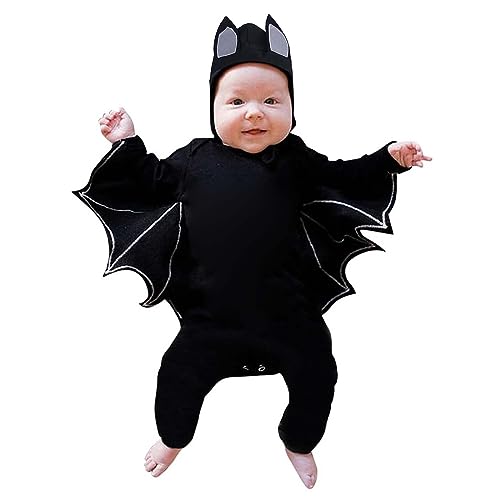 Halloween Kostüm Baby Kürbis Kostuem Unisex Junge Mädchen Fledermaus Ärmel Strampler Für Babys Pumpkin Druck Fledermaus Faschingskostuem Meine Ersten Halloween 1 Jahr von Generisch