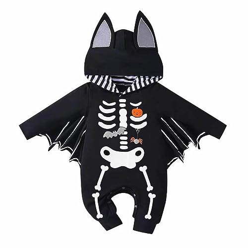 Halloween Kostüm Baby Pumpkin Kostuem Kinder Jungen Mädchen Fledermaus Ärmel Strampler Für Babys Kürbis Druck Fledermaus Costume Meine Ersten Halloween 0-6 Monate von Generisch