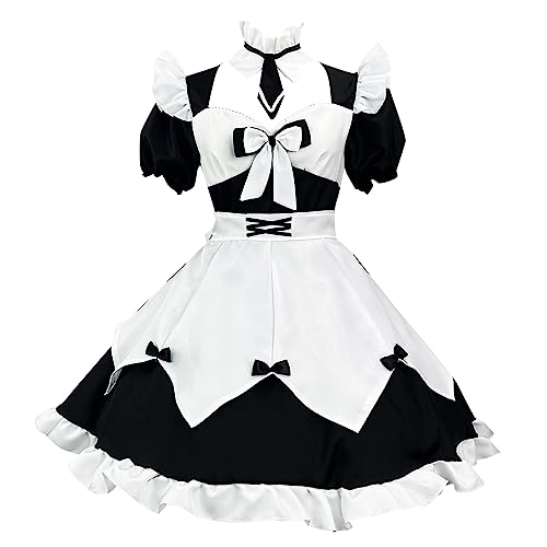 Halloween Kostüm Damen Goth Dress Pretty Maids Lolita Clothes Anime Anhänger Kleid Gothic Magd the Cosplay Black Jacke Cute Cutecore Clothing Cheerleader Kawaii Prinzessin Helloween Choso Shoujo von Generisch