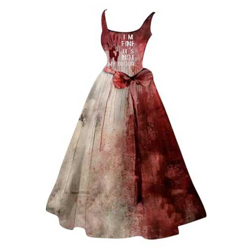 Halloween Kostüm Damen Gruselig Blutige Aufdruck Ärmello Halloween Kleid Elegant Zombie Braut Kostüm Horror Brautkleid Halloween Kostüm Damen Gruselig Blutige Aufdruck Ärmello Halloween Kleid Elegant Zombie Braut Kostüm Horror Brautkleid von Generisch