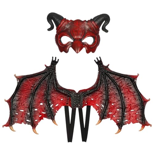 Halloween Kostüm Flügel Set – Gruselige Dämonen Flügel für Karneval, Cosplay & Horror-Partys | Verstellbar, Leicht & Realistisch | Perfekt für Erwachsene von Generisch