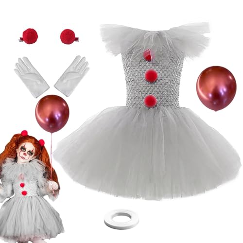 Halloween Kostüm Mädchen Kinder, Horror Kostüm Kinder Mädchen Gruselig, Penny-wises-Kostüm mit Handschuhen und roter Haarnadel Für Kinder, Süße Tutu-Kleider Für Halloween, Kinder-Cosplay-Kostüme Halloween Kostüm Mädchen Kinder, Horror Kostüm Kinder Mädchen Gruselig, Penny-wises-Kostüm mit Handschuhen und roter Haarnadel Für Kinder, Süße Tutu-Kleider Für Halloween, Kinder-Cosplay-Kostüme von Generisch