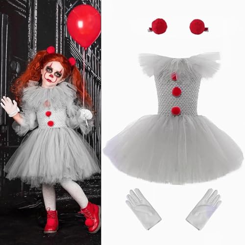 Halloween Kostüm Mädchen Kinder, Mädchen-Clowns-Kleid-Kostüm, Pennywises-Halloween-Kostüm, Halloween-Clowns-Cosplay, Pennywises-Kostüm, Horrorfilm-Kostüm Für Cosplay-Outfits, Kostüm-Requisiten von Generisch