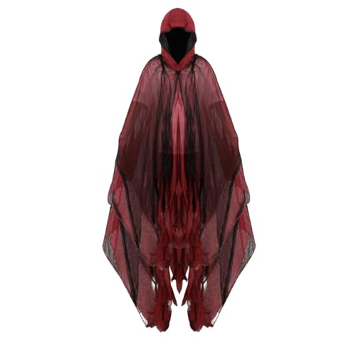 Halloween-Kostüm für Erwachsene, Geist, Hexenumhang, gruseliger Hexenumhang mit Kapuze für Damen, Hexenumhang-Kostüm Halloween-Kostüm für Erwachsene, Geist, Hexenumhang, gruseliger Hexenumhang mit Kapuze für Damen, Hexenumhang-Kostüm von Generisch