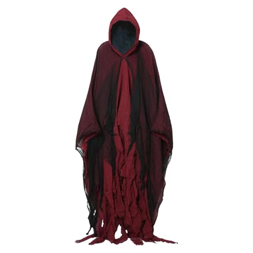 Halloween-Kostüme für Herren – Zauberer-Kostüm | Mittelalter-Kostüm für Herren | Zauberer-Robe | Gruseliges mittelalterliches Umhang-Kostüm mit Kapuze für Halloween | Spukhaus-Dekoration, Maskerade & von Generisch