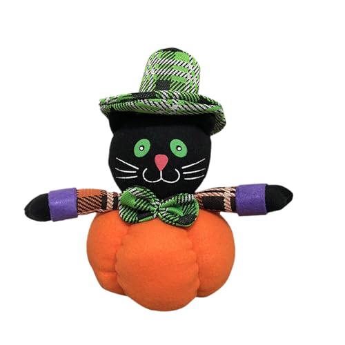 Halloween-Kürbispuppe, Halloween-Zwerge, Dekoration für das Haus, weiße und mit Hexe gefüllte Kürbispuppe für gestufte Tablettparty, Tischdekoration für Zuhause Stoffpuppe (Black, One Size) von Generisch