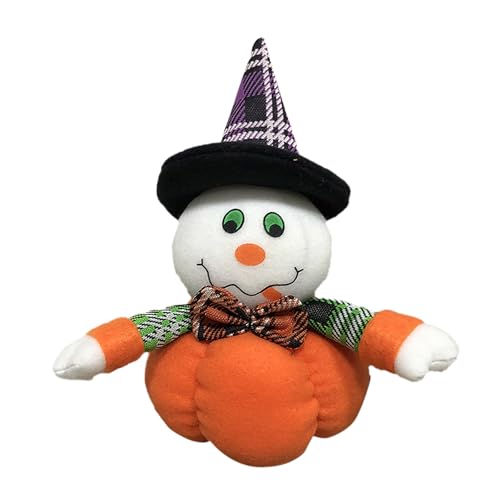 Halloween-Kürbispuppe, Halloween-Zwerge, Dekoration für das Haus, weiße und mit Hexe gefüllte Kürbispuppe für gestufte Tablettparty, Tischdekoration für Zuhause Stoffpuppe (White, One Size) von Generisch