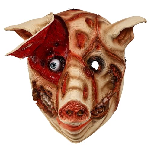 Halloween-Latexkopf: Furchterregendes Tier für Außenhandelshauspartys und Urlaubskostüm Schweinekopf Halloween H orror Maske Scary Tierkopfbedeckung (Hot Pink, One Size) von Generisch