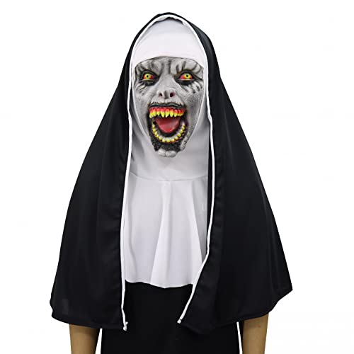 Halloween-Maske, Halloween, die Nonne, Horror-Maske, Cosplay, gruselige Latexmasken mit Kopftuch, Vollkopfhelm, Party-Requisiten Halloween-Maske, Halloween, die Nonne, Horror-Maske, Cosplay, gruselige Latexmasken mit Kopftuch, Vollkopfhelm, Party-Requisiten von Generisch