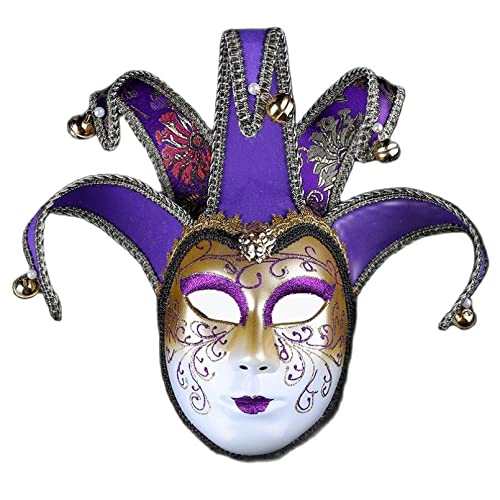 Halloween-Maske, goldfarben, pastellfarben, bemalt, Phantom, mit Glocke, Vollgesicht, Halloween-Maske, Party-Requisiten, Anime (B006-1f) von Generisch