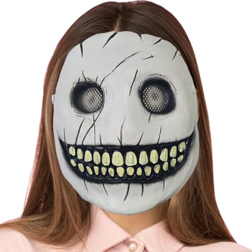 Halloween-Maske, lächelnde Maske, gruselige -Kopfbedeckung für Jugendstreich-Requisiten, Cosplay, Bühnenaufführung, Karneval, Party, Festival, Spukhaus, 18 x 20 cm, 80 g Halloween-Maske, lächelnde Maske, gruselige -Kopfbedeckung für Jugendstreich-Requisiten, Cosplay, Bühnenaufführung, Karneval, Party, Festival, Spukhaus, 18 x 20 cm, 80 g von Generisch