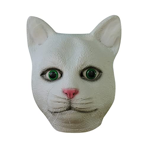 Halloween Maske Für Männer Und Frauen Weiße Katzenkopf-Maske, Halloween-Party-Requisiten, realistische Augen Halloween Maske Für Männer Und Frauen Weiße Katzenkopf-Maske, Halloween-Party-Requisiten, realistische Augen von Generisch