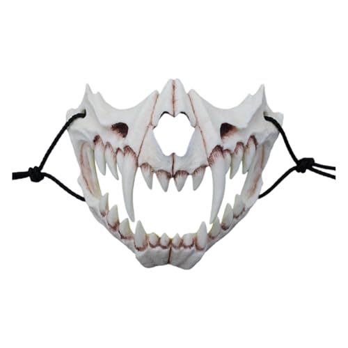 Halloween Maske Skull Werwolf Mask, Skelett Horror Totenkopf Maske, Gruselige Tier Schädelmaske für Erwachsene Kinder aus PU-Schaum Mask (E) von Generisch