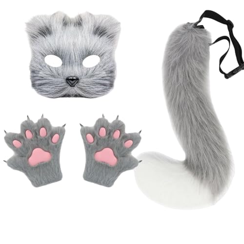 Halloween Maske Tiermasken Fuchs Wolf Maske Cosplay Kostüme Requisiten Plüsch Katze Halbes Gesicht Masken Plüsch Maskerade Pfote Handschuhe Halloween Maske Tiermasken Fuchs Wolf Maske Cosplay Kostüme Requisiten Plüsch Katze Halbes Gesicht Masken Plüsch Maskerade Pfote Handschuhe von Generisch