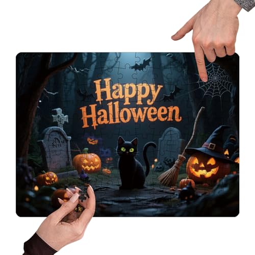 Halloween Puzzle,130 Teile Puzzle Mit Kürbis Und Tieren Motiv - Spaßiges Spiel Für Familienzeit Mit Groß Und Klein Halloween Puzzle,130 Teile Puzzle Mit Kürbis Und Tieren Motiv - Spaßiges Spiel Für Familienzeit Mit Groß Und Klein von Generisch
