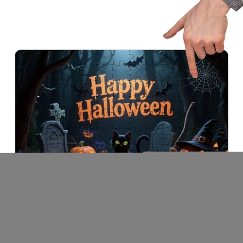 Halloween Puzzle | 130 Teile Puzzle Mit Kürbis Und Tieren Motiv,Lernspielzeug Anspruchsvoller Spielspaß Als Halloween Dekoration Für Den Familienabend von Generisch