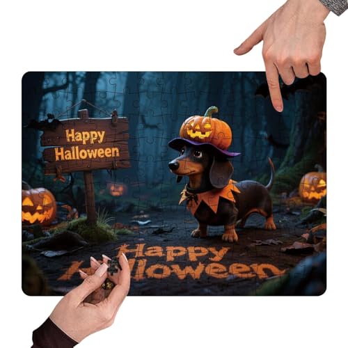Halloween Puzzle - 130 Teile Puzzle Mit Kürbis Und Tieren Motiv - Lernspiel Für Kinder Erwachsene Spiel Familienabend Halloween Puzzle - 130 Teile Puzzle Mit Kürbis Und Tieren Motiv - Lernspiel Für Kinder Erwachsene Spiel Familienabend von Generisch