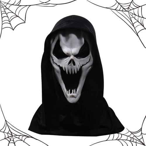 Halloween Scream Gesichtsbedeckung, Scream Gesichtsschutz - Herrenkostüm Gesichtsschutz Geisterkostüm,Halloween-Kostüm, atmungsaktive, gruselige Halloween-Gesichtsbedeckung für Theateraufführungen, Mo Halloween Scream Gesichtsbedeckung, Scream Gesichtsschutz - Herrenkostüm Gesichtsschutz Geisterkostüm,Halloween-Kostüm, atmungsaktive, gruselige Halloween-Gesichtsbedeckung für Theateraufführungen, Mo von Generisch