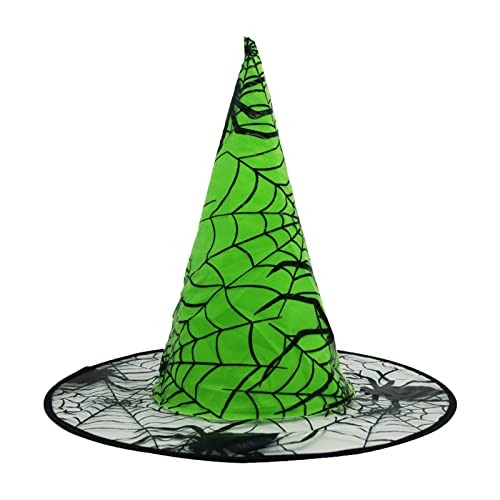 Halloween-Spielzeug, Hexenhüte für Damen, Kinder, Hexe, Halloween-Kostüme, Zubehör, faltbarer Hut, Nachtlicht (grün, Einheitsgröße) von Generisch