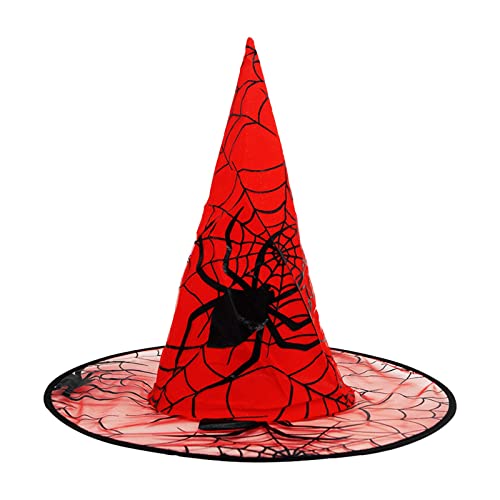 Halloween-Spielzeug, Hexenhüte für Damen, Kinder, Hexe, Halloween-Kostüme, Zubehör, faltbarer Hut, Nachtlicht (rot, Einheitsgröße) von Generisch