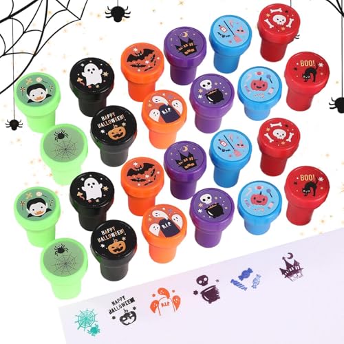 Halloween-Stempel-Set, sortiert, selbstfärbender Stempel, gruselige Süßes oder Saures, Partygeschenke, Cartoon-Spielpreise für Kinder von Generisch