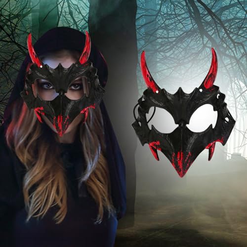 Halloween-Tanzaufführung, zwei halbe Gesichter, blutender Tiger, Yasha Tengu, menschlicher Wolf, Halloween-Masken (B3, Einheitsgröße) von Generisch