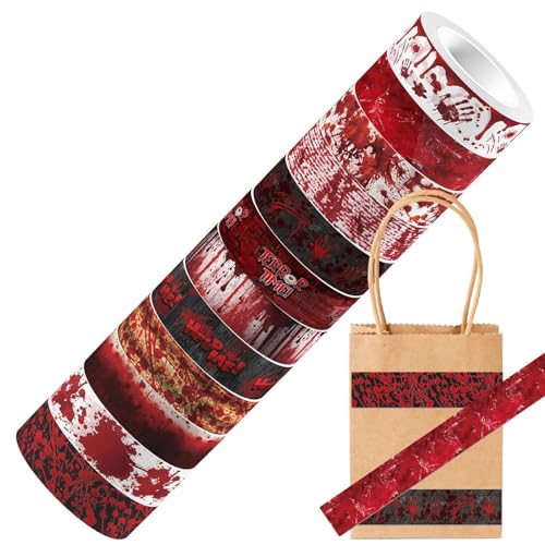 Halloween Tape Roll, transparent blutige Kleberaufkleber, gruselige Transparenz, Klebeband im Freien, für Sammelalben, Tassen, Laptops, Wände, Glas, Papierhandwerk, Türen, Tische, 0,14 Zoll Halloween Tape Roll, transparent blutige Kleberaufkleber, gruselige Transparenz, Klebeband im Freien, für Sammelalben, Tassen, Laptops, Wände, Glas, Papierhandwerk, Türen, Tische, 0,14 Zoll von Generisch