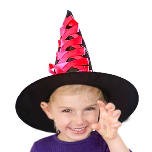 Halloween Witch Hut für Mädchen - Fancy Costume Hut Broom für Hexen -Cosplay, Hexenhut -Besen für Rollenspiele, Cosplay, Kostümparty, Themenparty, Parade, einstellbares Hexenkostüm für Mädchen von Generisch