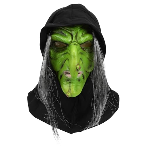 Halloween Witch Maske Hexen Zubehör Hexenmaske mit Perücke, gruselige Zauberin, Latexmaske, Party-Kopfbedeckung, Halloween-Kostüm, Cosplay-Requisite Halloween Witch Maske Hexen Zubehör Hexenmaske mit Perücke, gruselige Zauberin, Latexmaske, Party-Kopfbedeckung, Halloween-Kostüm, Cosplay-Requisite von Generisch