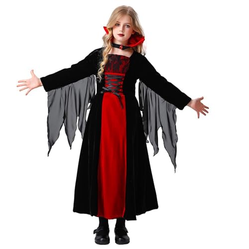 Halloweenkostüm Kinder - Authentisch Weich Hexenkostüm Farbstark Atmungsaktiv Halloween Kostüm Lieblich Hexenhaft Halloweenkostüm Detailreich Prinzessinhaft Hexenkostüm von Generisch