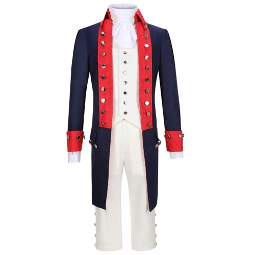 Hamilton Kostüm Alexander Hamilton Vintage Frack Uniform Kostüm Outfit Halloween Karneval Anzug von Generisch