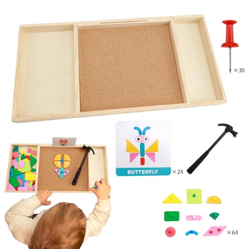 Hammer Nagelspielzeug, Hammer und Nägel Set | Holzhammerspielzeug für Kinder - Holzunterrichtsaktivitäten für hölzernen Bildungslern verbessern praktische Fähigkeiten für die Entwicklung von Kreativit von Generisch