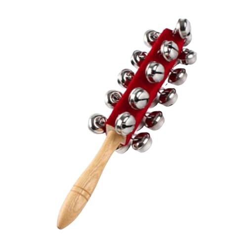 Hand Jingle Bells, Wooden Handheld Musical Instrument, Fun Percussion Kids Rattle Toy, Interactive Parent-Child Play, Ideal for Home, School, Early Education von Generisch